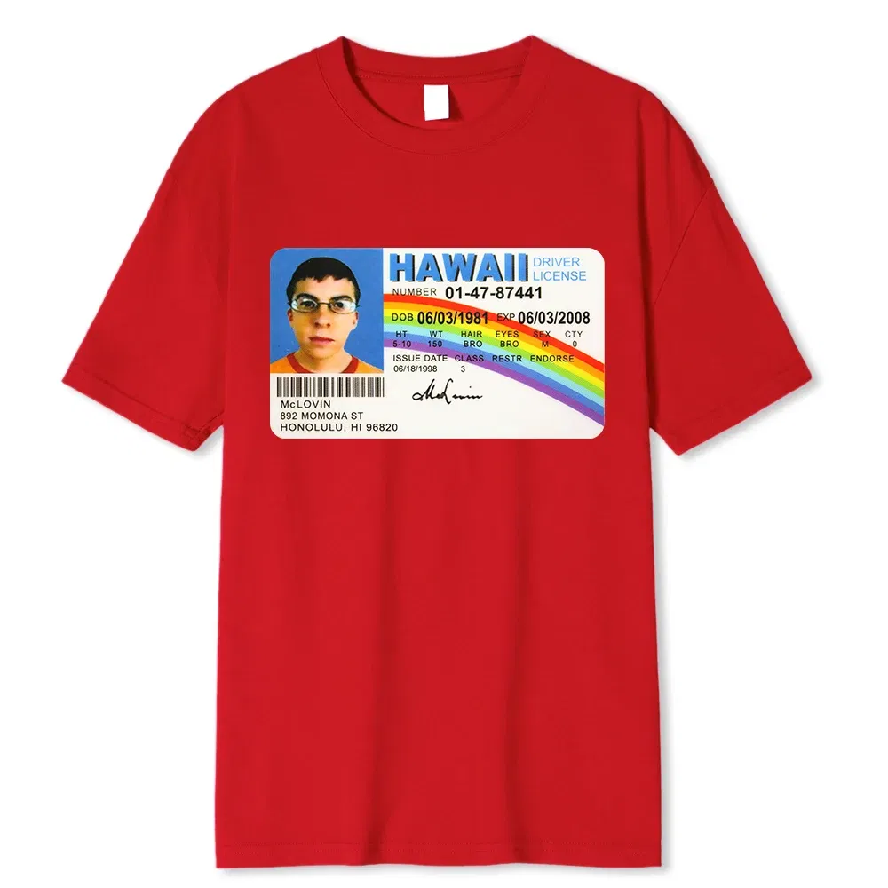 Color: Brown, Size: M - Homme t Shirt Summer Men t-Shirt Mclovin Id Card Superbad Geek Mens Cotton t-Shirt Unisex t-Shirt Teenagers Cool Soft Clothing