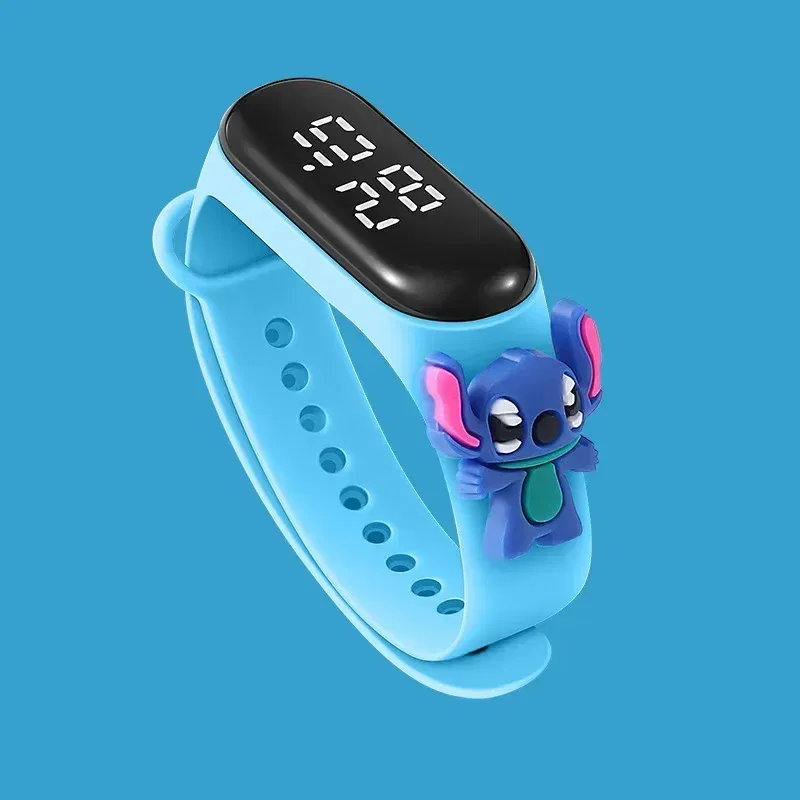 Color: green - Disney Stitch LED Waterproof Kids Digital Watch Spiderman Hulk Children Watch Sports Touch Electronic Kids Gifts