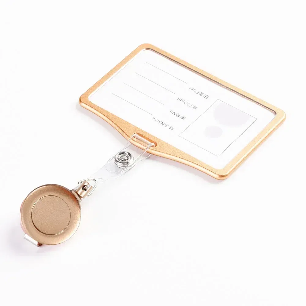 Color: Gray - Aluminum Alloy Card Cover Case Women Men Work Name Bank ID Card Holders Business Badge Case Credit Card Badge Case Bag Pouch