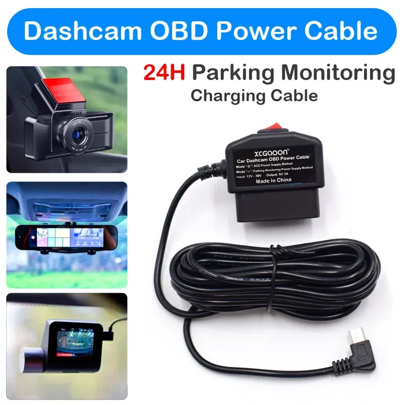 Color Name: Black - XCGaoon 24Hours Car OBD Hardwire Kit With Mini Mico USB Port 5V 3A Charging Cable For XiaoMi 70Mai YI 360 Dash Cam DVR