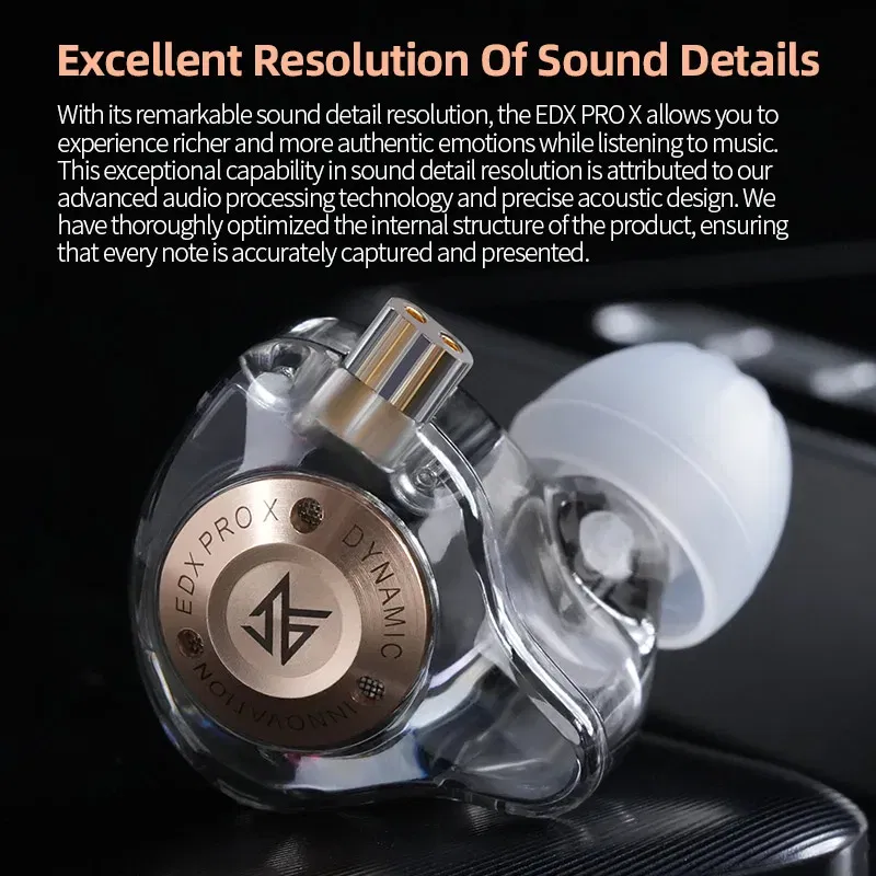Color: GRAY - KZ EDX Pro X Dynamic Drive Earphone HIFI Bass Music Earbud Sport Noise Cancelling In Ear Headset with 2Pin Detachable Cable