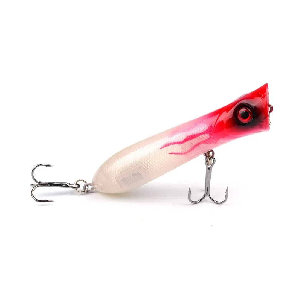 Color: Blue - 80mm 12g 6# Hook Popper Hard Bait Wobbler Fishing Lure Artificial Floating Trailer Ocean Fishing Bionic Carp Tackle Sea Fishing