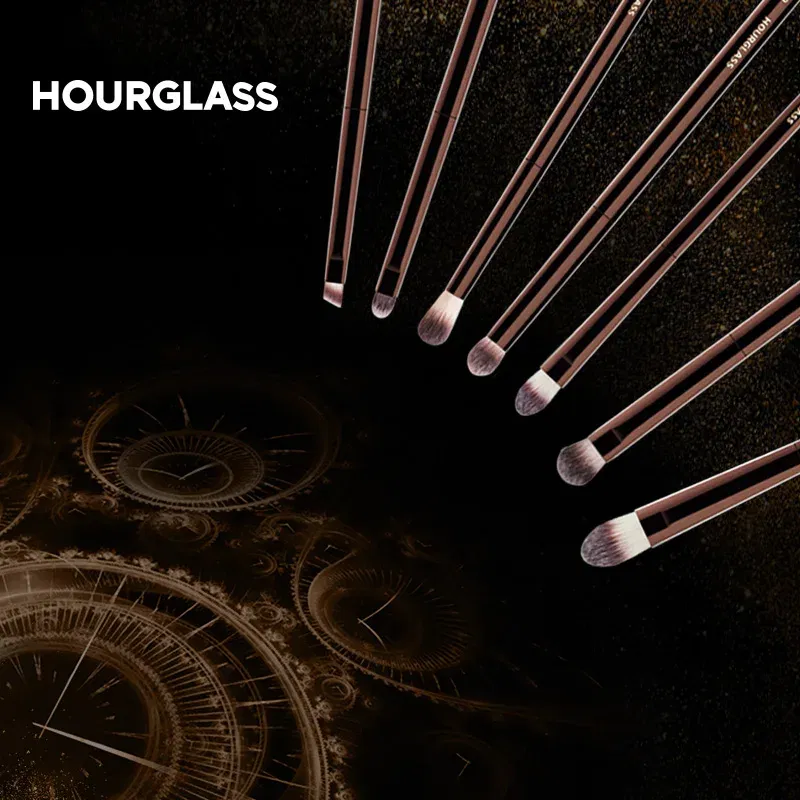 Handle Color: SKY BLUE - Hourglass Makeup Brushes Powder Foundation Concealer Blusher Bronzer Eye Shadow Eyebrow Eyeliner Sculpting Brush