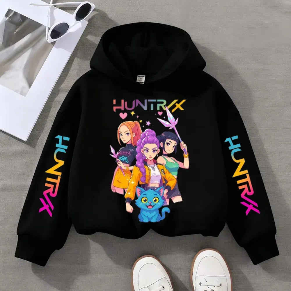 Color: Pink, Kid Size: 134 - KPOP Demon Hunters Children's Sweatshirt Girls' Clothes Girls' Sweatshirt autumn 2024 New Cute Fashion Hoodie