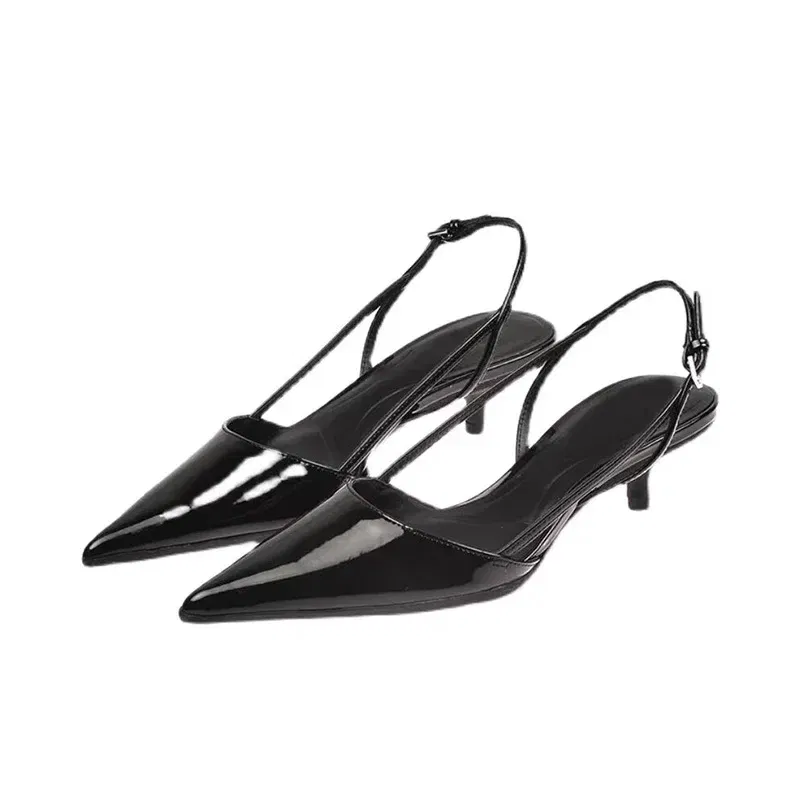 Color: Beige, Shoe Size: 39 - Women Pointed Toe Heels Shoes Sandals 2024 Dress Party Fashion Summer Slippers New Walking Flip Flops Pumps  Slides