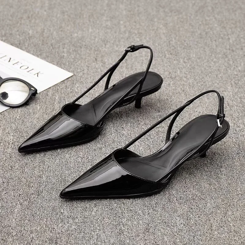 Color: Beige, Shoe Size: 39 - Women Pointed Toe Heels Shoes Sandals 2024 Dress Party Fashion Summer Slippers New Walking Flip Flops Pumps Slides