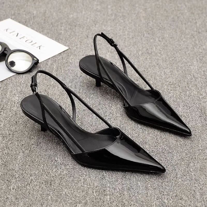 Color: Beige, Shoe Size: 39 - Women Pointed Toe Heels Shoes Sandals 2024 Dress Party Fashion Summer Slippers New Walking Flip Flops Pumps Slides
