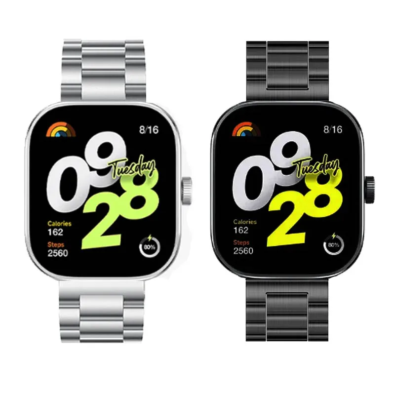 Color: WHITE, Size: XXL - Bracelet For Xiaomi Redmi Watch 4 Strap Stainless Steel Watchband Xiaomi Mi Band 8 Pro Bracelet Xiaomi Redmi Smart Watch 4 Strap