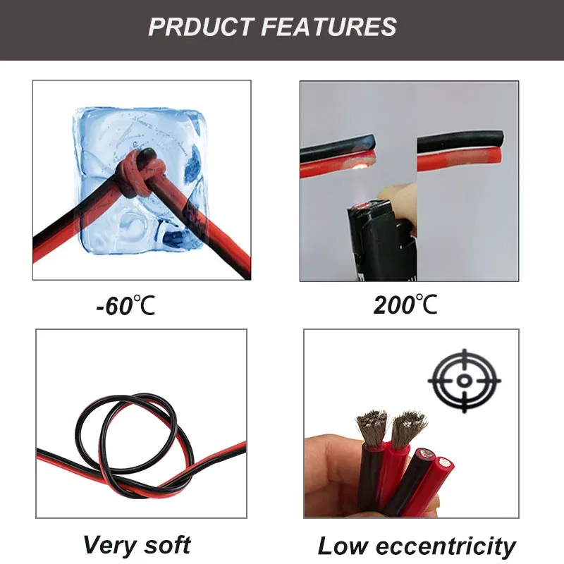 Color: WHITE, Specification: 10 AWG, Length: 3m - Super Soft 2 Pin Red and Black Silicone Cable 28awg 26awg 24 22 20 18 16 14 12awg 10awg 8awg High Temperature Tinned Copper Wire