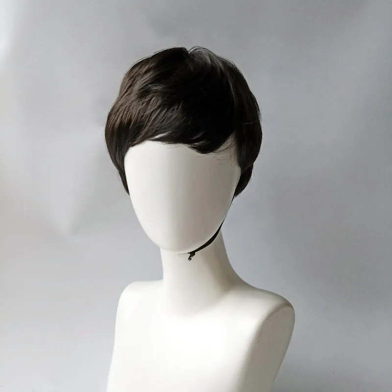 Color: light pink - New wig female grandma grey fashion short curly hair synthetic high temperature silk woven head cover