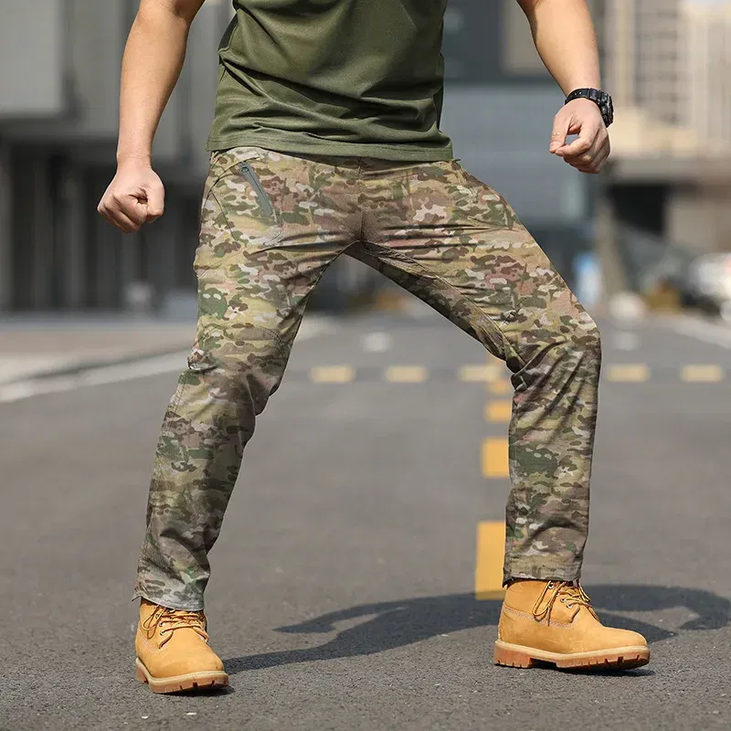 Color: Blue, Size: 5XL - Archon X9 Tactical Pants Slim Fit Waterproof Camouflage Training Pants Spring Autumn Breathable Waterproof Overalls Loose Wear