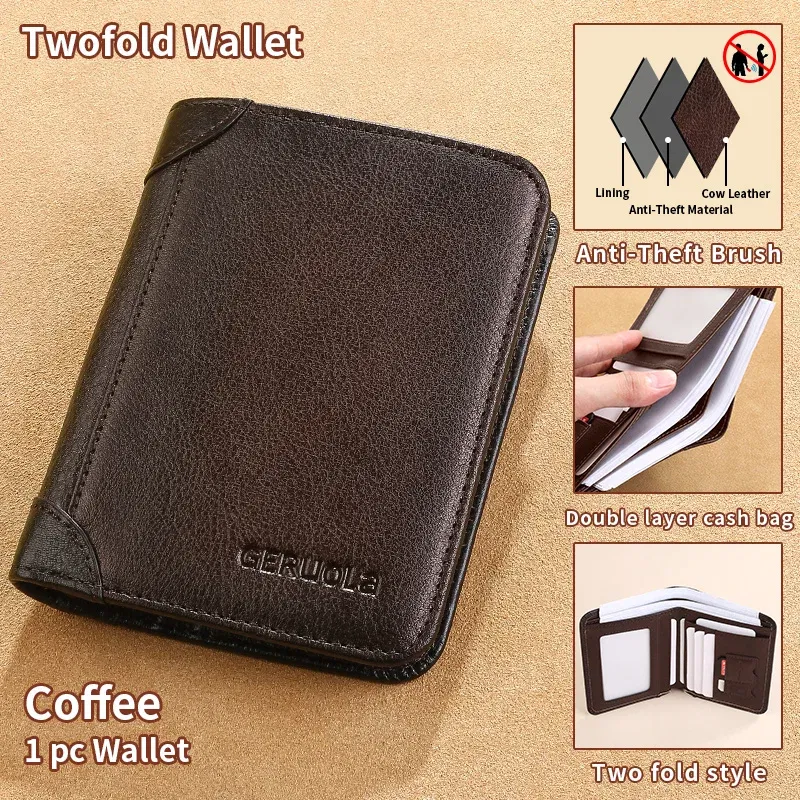 Color: black - GERUOLA Slim RFID Shielded Genuine Leather Wallet for Men-Multifunctional ID & Credit Card Holder Dark Brown with Embellishments