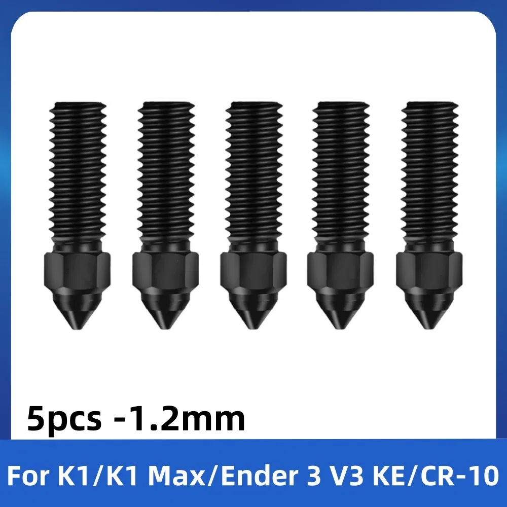 Color: Gold - Creality Ender 3 V3 KE Nozzle Har Hardened Steel Nozzle Kit 0.2/0.4/0.6/0.8/1.0/1.2mm for K1 3D Printer Parts Non Stick Filament
