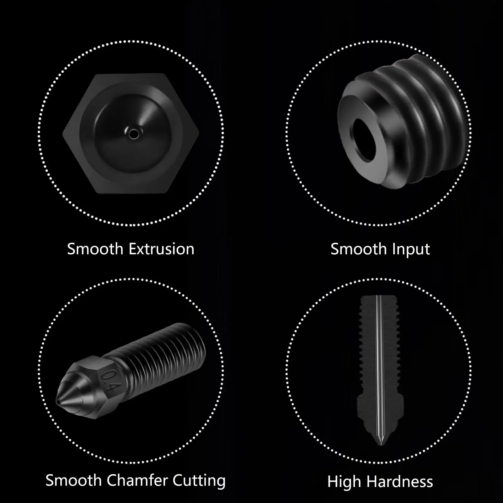 Color: Gold - Creality Ender 3 V3 KE Nozzle Har Hardened Steel Nozzle Kit 0.2/0.4/0.6/0.8/1.0/1.2mm for K1 3D Printer Parts Non Stick Filament
