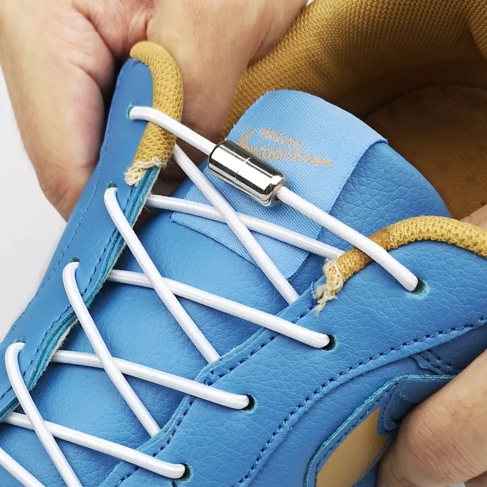 Color: Blue, Ships From: CHINA - New Reflective Circular Elastic Shoe laces No Tie Shoelaces Metal Lock Lazy Laces for Kids and Adult One size fits all shoe