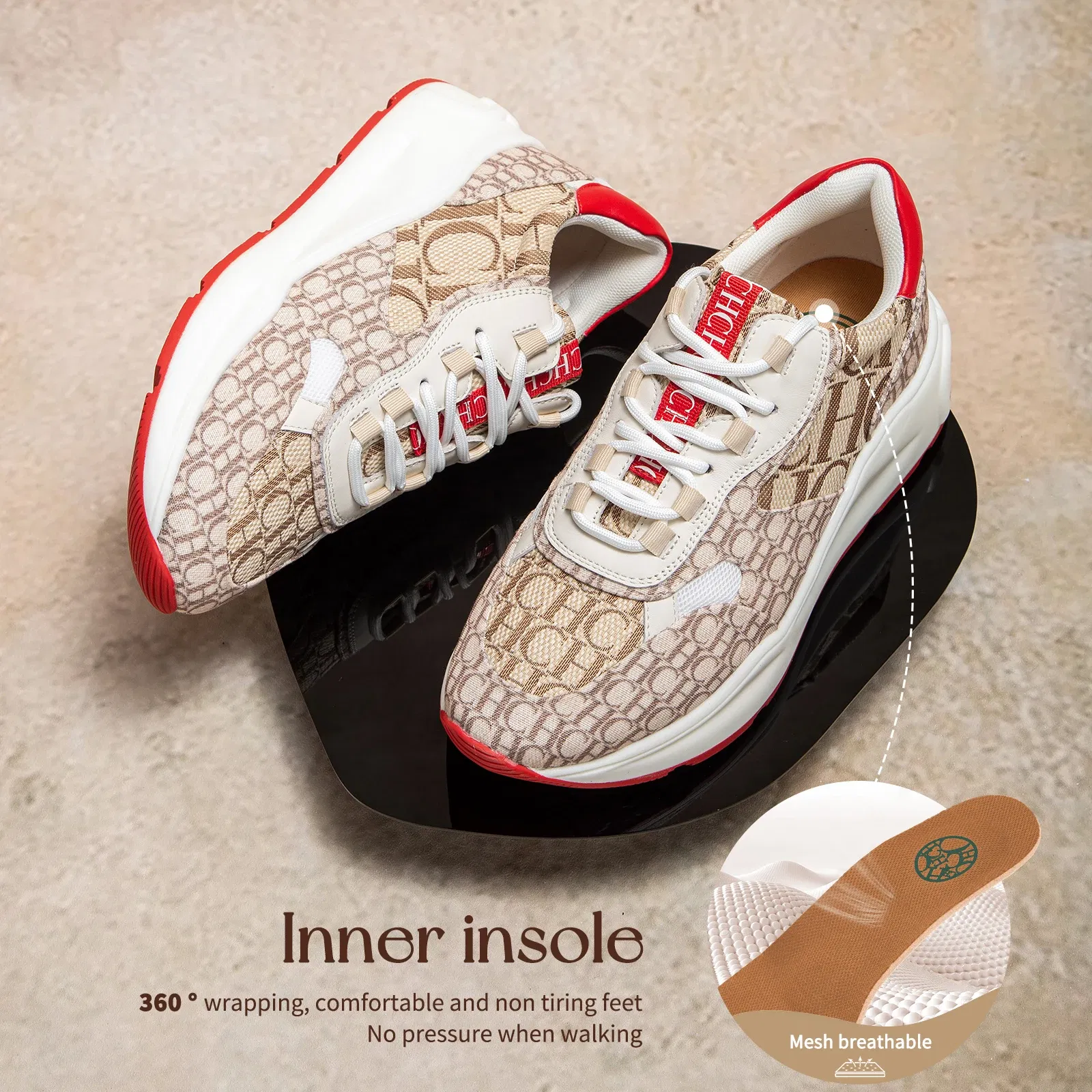 Color: Beige, Shoe Size: 40 - Alphabet Print Design New Women's Flat Shoes Simple Versatile Lightweight Comfortable Fashion Women's Casual Shoes