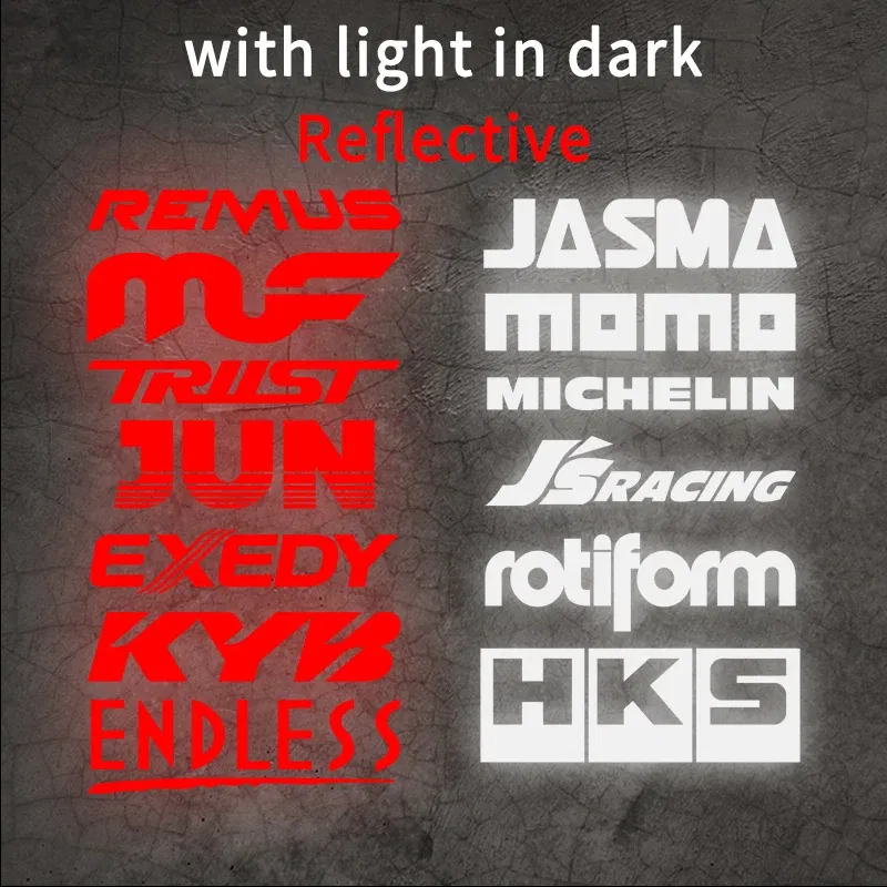 Color: Red - 15CM Motorcycle stickers Random 15pcs Racing Sponsor Set Cool Reflective Car Vinyl Decal for JDM EDM Race Turbo Drift - 61Styles