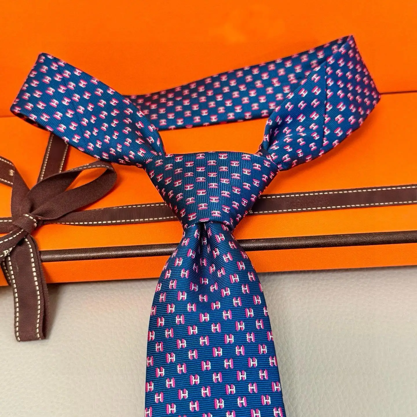Color: Red - Exclusive Silk Blended Tie, Charcoal Grey Herringbone Pattern, Handmade, High-end and Elegant, Highlighting Masculine Charm