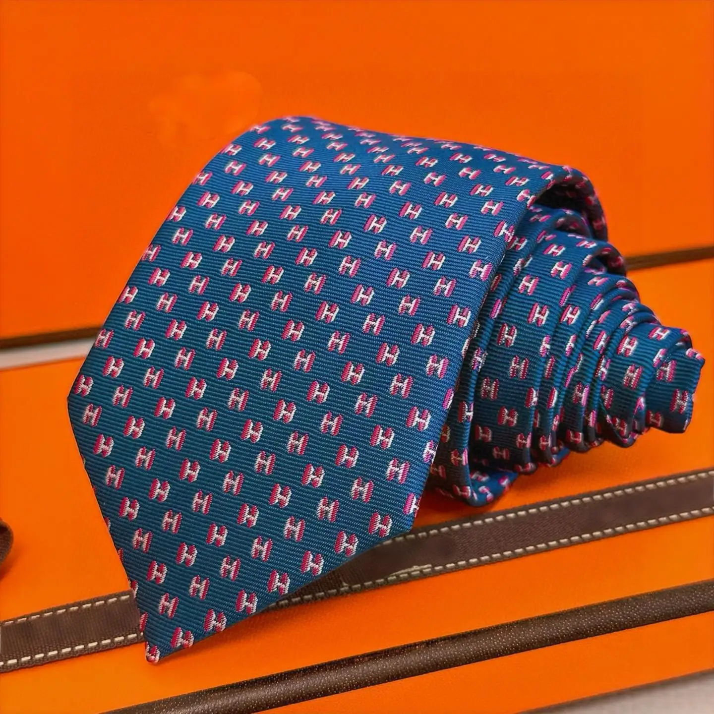 Color: Red - Exclusive Silk Blended Tie, Charcoal Grey Herringbone Pattern, Handmade, High-end and Elegant, Highlighting Masculine Charm