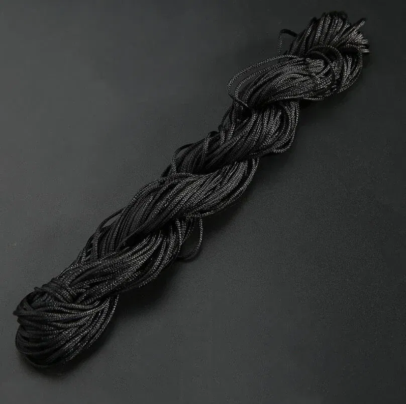 Color: black - 24m Polyester Braided Jade Thread For DIY Handmade Necklace Bracelet Trinket Pendant Braided Accessories Jewelry Making Finding