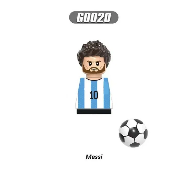 Color: Light Yellow - 1-16PCS Messi Ronaldo Neymar Lewandowski Soccer World Famous Football Players Figurine Mini Action Building Block Toy Kids Gifts
