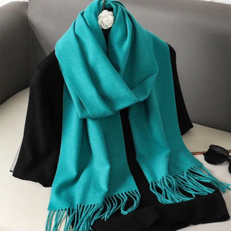 Color: Light Grey - New 62 Color Winter Scarf For Women Long Warm Cashmere Scarves Hijab Solid Lady Shawl Wrap Female Pashmina Bandana Head Scarfs