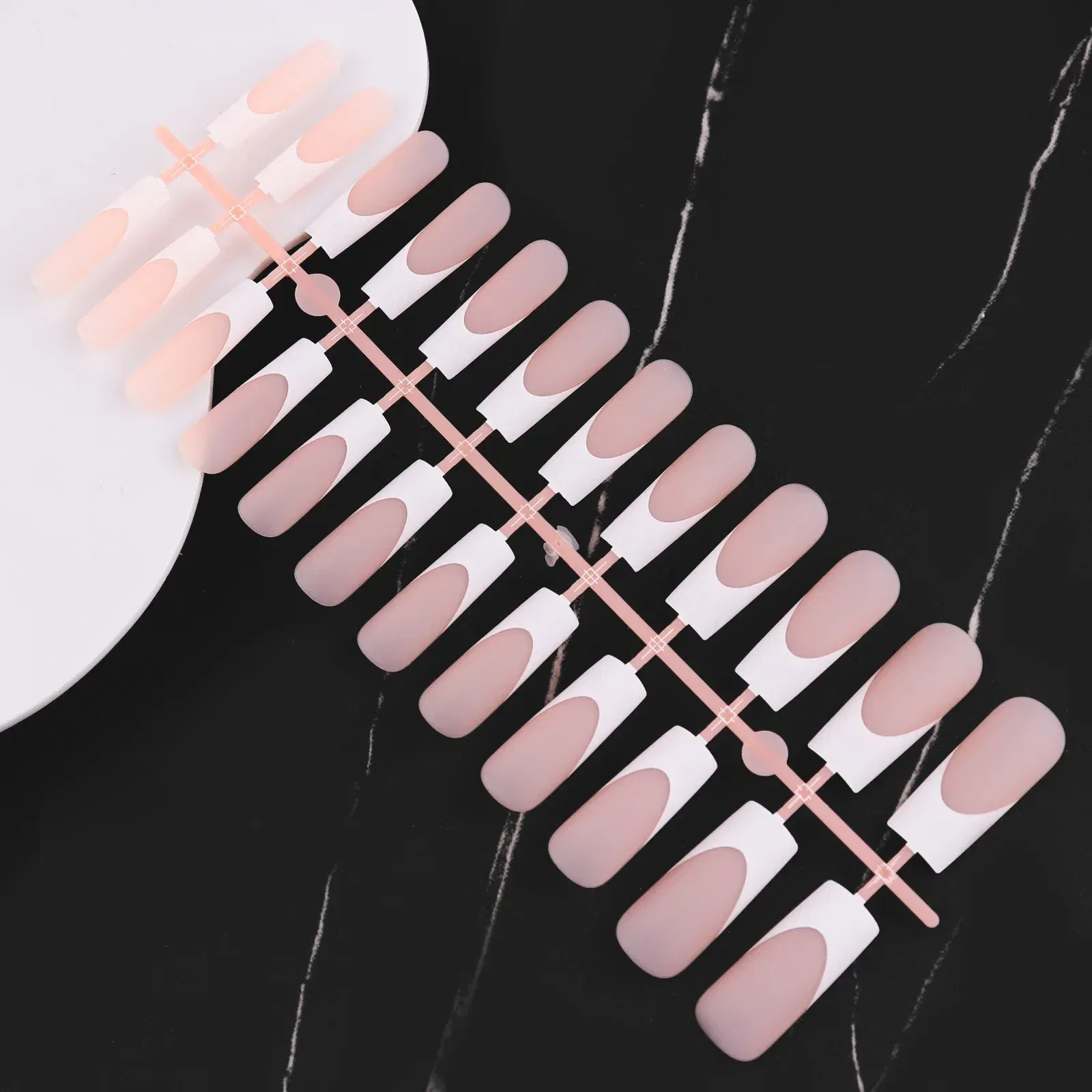 Color: GRAY - 24PCS Square Head Matte False Nails Ballet Detachable Full Cover Artificial Fingernails Frosted Press Glue on Fake Nail Tips