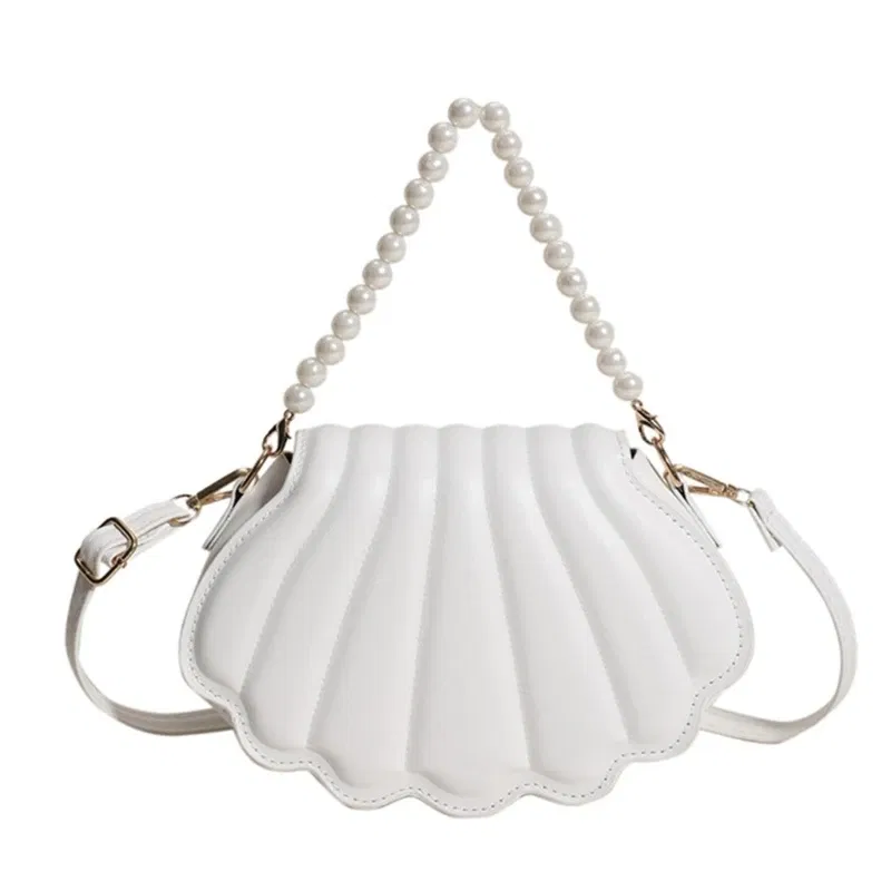 Color: WHITE - All-matching Bag for Women Shoulder Bag Ladies Pearl Chain Handbag Evening Bags Fashion Crossbody Bag