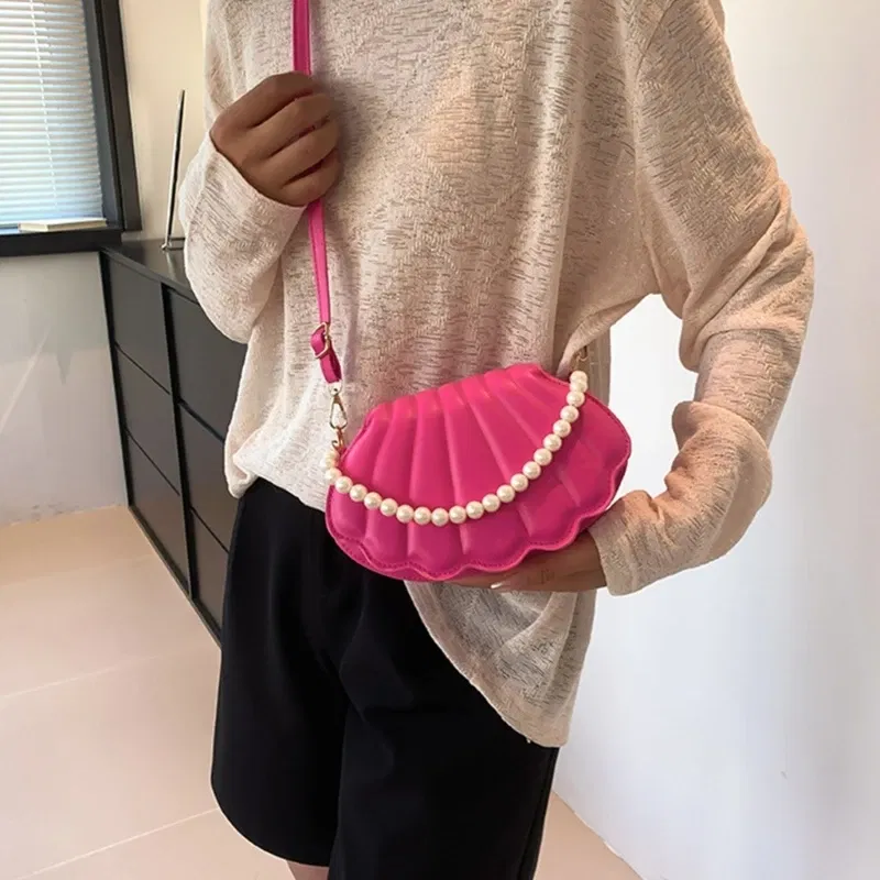 Color: WHITE - All-matching Bag for Women Shoulder Bag Ladies Pearl Chain Handbag Evening Bags Fashion Crossbody Bag
