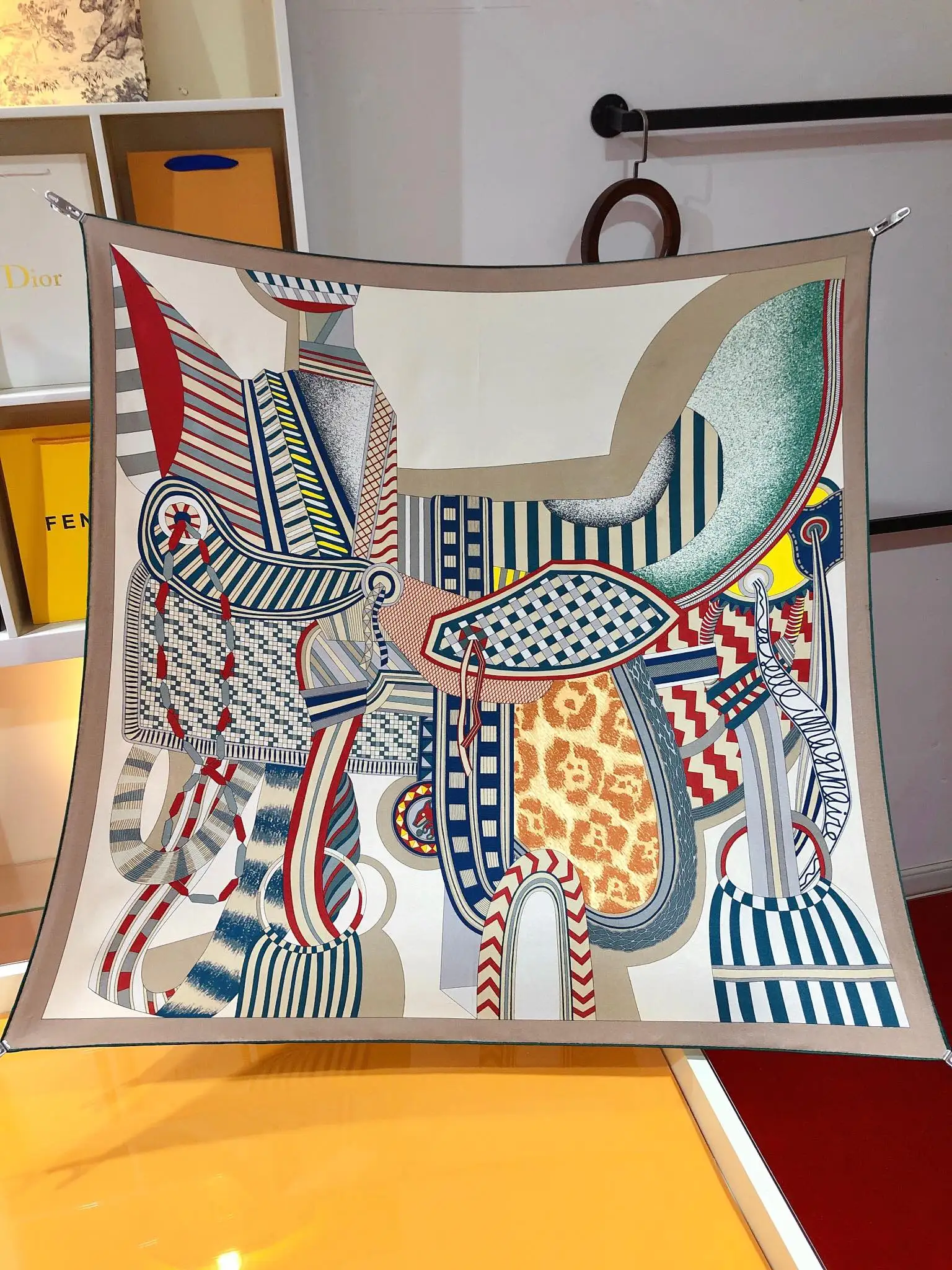 Color: Blue - This Super Beautiful Saddle Print Silk Scarf Is A Hand-curled Twill Scarf/scarf/shawl Made with The Most Advanced Technology.