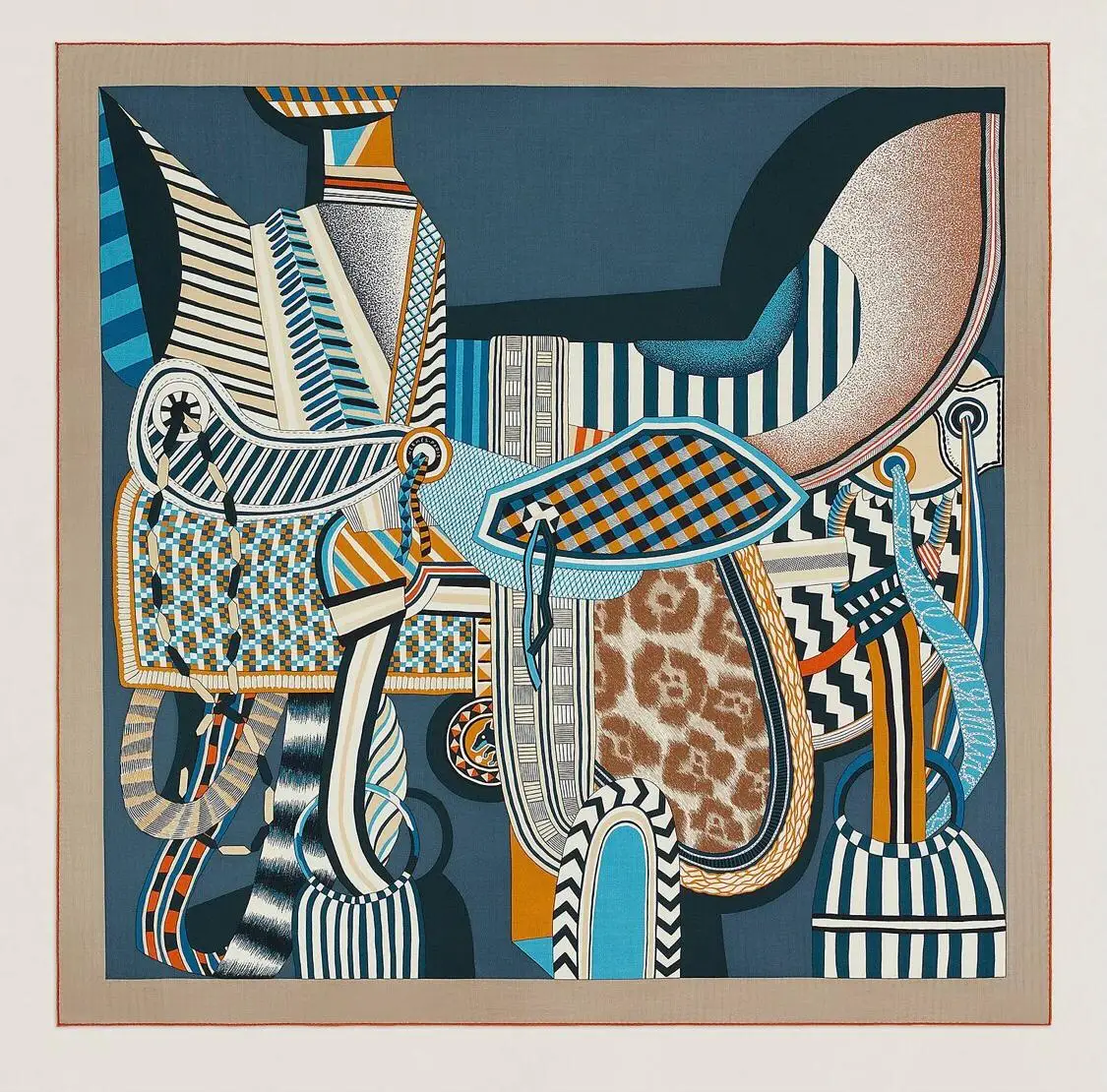 Color: Blue - This Super Beautiful Saddle Print Silk Scarf Is A Hand-curled Twill Scarf/scarf/shawl Made with The Most Advanced Technology.