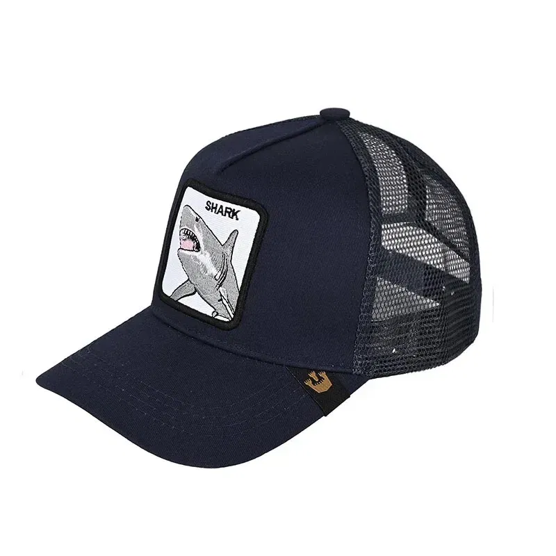 Color: Navy Blue - Baseball Caps Men Women Snapback Hip Hop Cap With Fashion Animals Embroidery Summer Breathable Mesh Trucker Caps Streetwear Bone