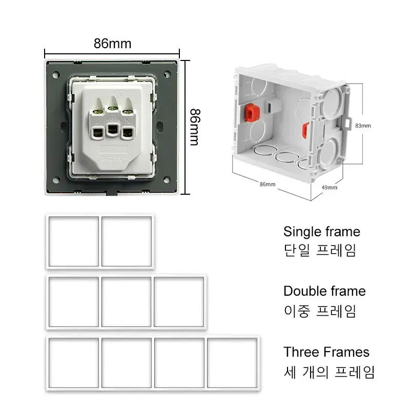 Color: Beige - YINKA Plastic Panel Korean Standard Switch Frame Wall Switch Wall Socket TV Satellite 220V 1234GANG DIY Plastic Frame Part White
