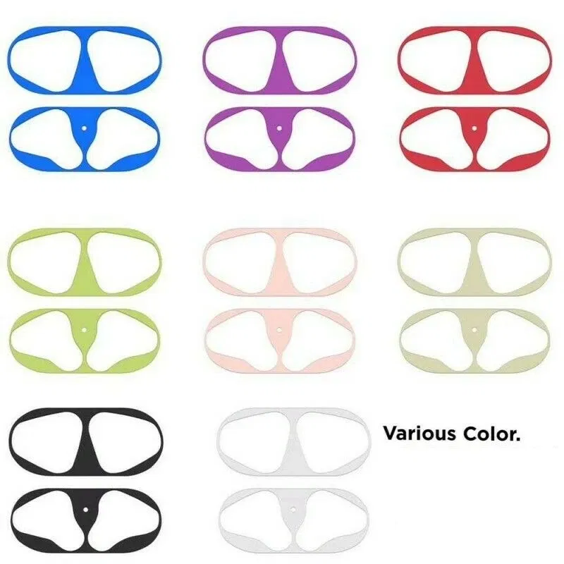 Color: Red, Size: S - For Apple Airpods 1 2 3 Pro Pro2 Earphone Charging Box Dustproof Sticker Anti-dust Waterproof Metal Dust Guard Stickers