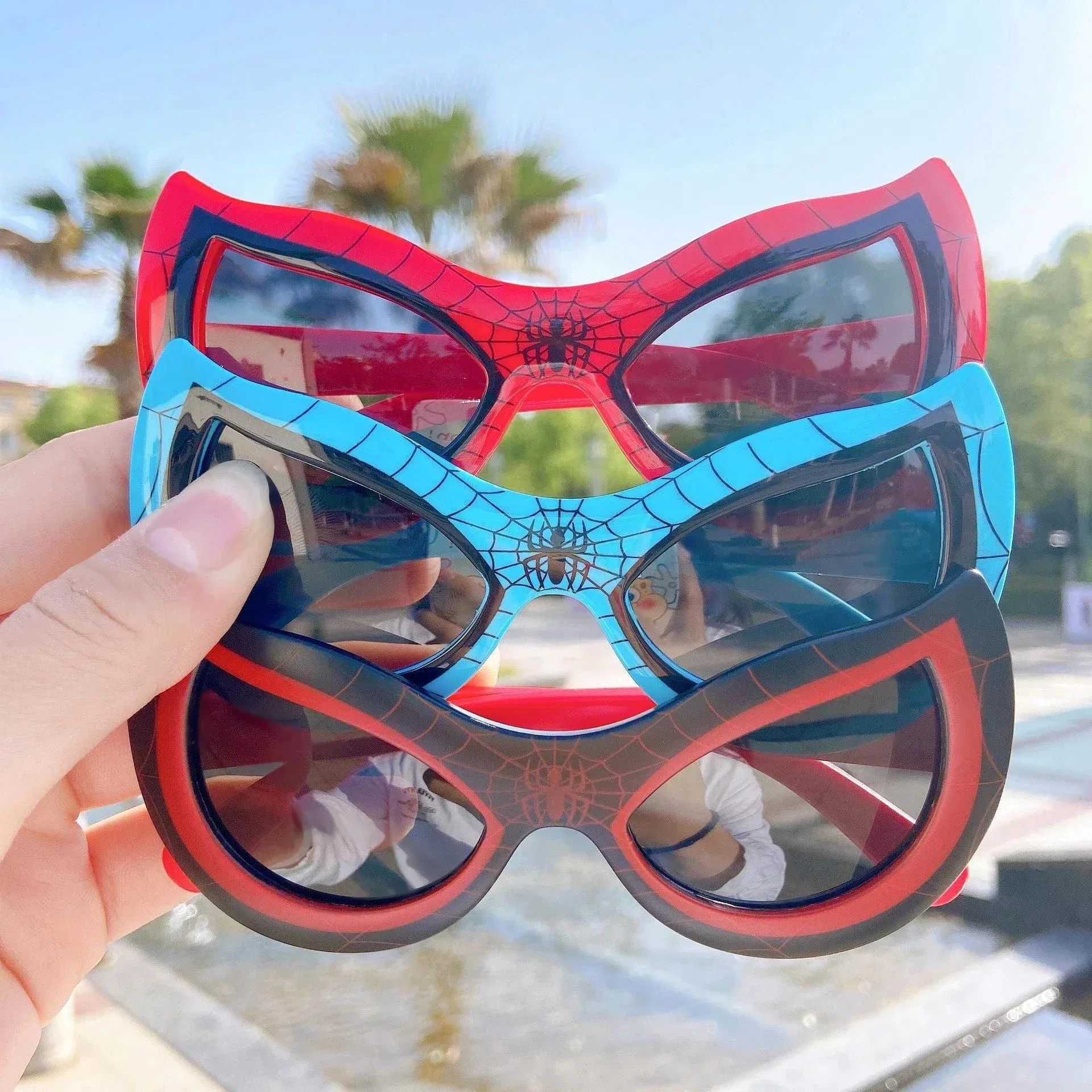 Color: GRAY - NEW Disney Spiderman Sunglasses Plastic Action Toys Figure Anime Spider Cartoon Fashion Sunglasses Cute Gifts For kids toys