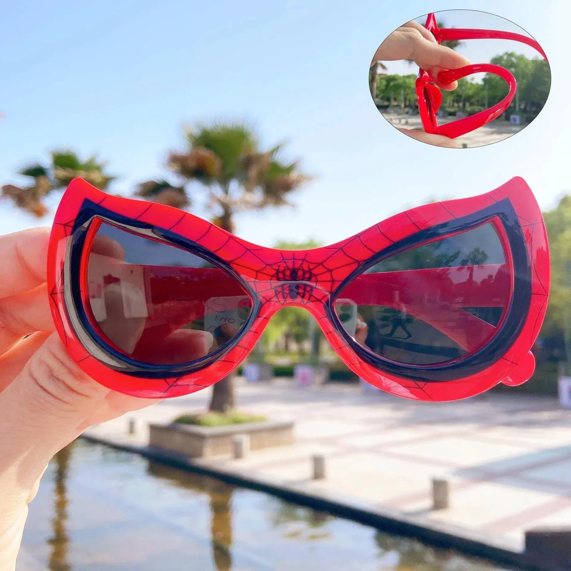 Color: GRAY - NEW Disney Spiderman Sunglasses Plastic Action Toys Figure Anime Spider Cartoon Fashion Sunglasses Cute Gifts For kids toys