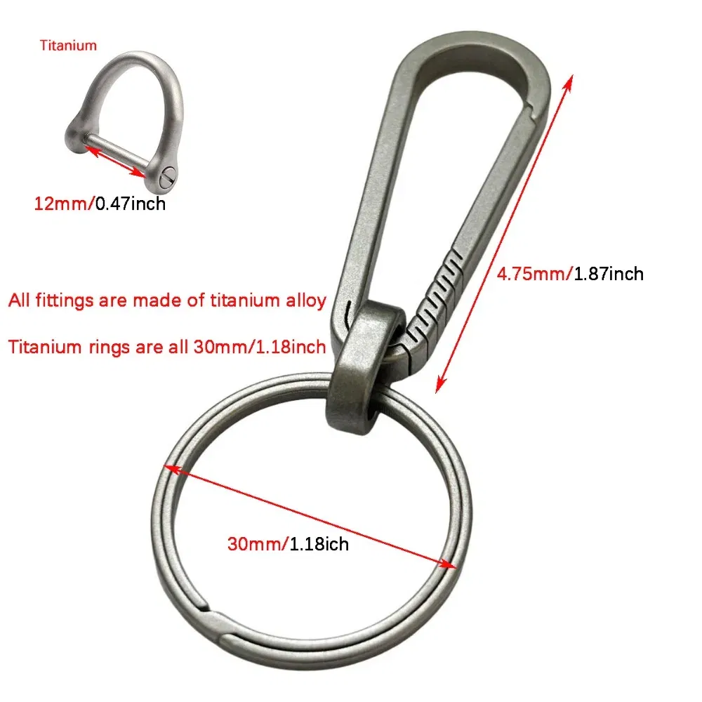 Color: GRAY - High-End Titanium Keychain Men Car Key Chain Key Ring Ultra Lightweight EDC Carabiner Key Holder Outdoor Hiking Buckle Tool Gift