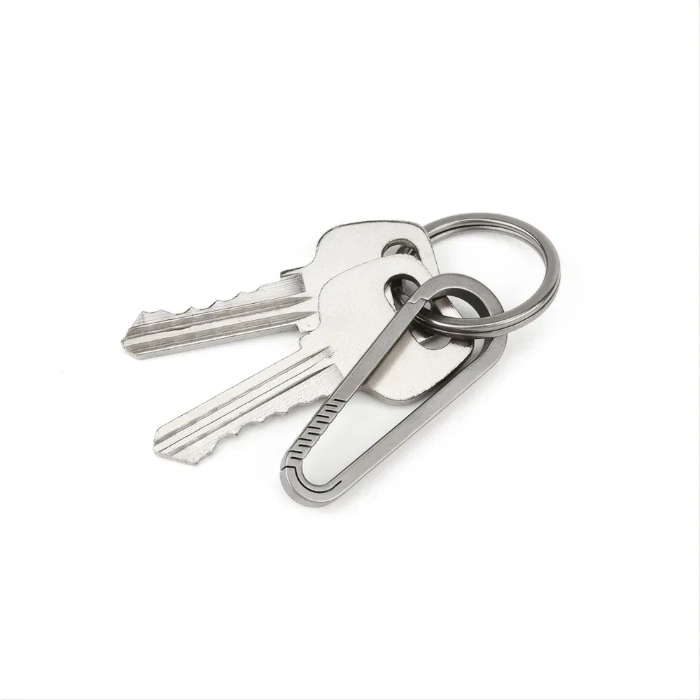 Color: GRAY - High-End Titanium Keychain Men Car Key Chain Key Ring Ultra Lightweight EDC Carabiner Key Holder Outdoor Hiking Buckle Tool Gift