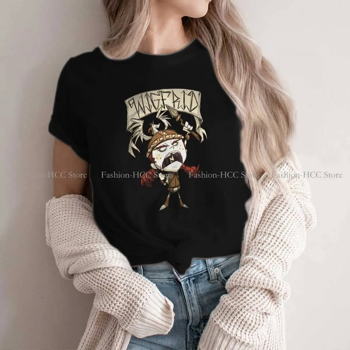 Color: WHITE, Size: M - Wigfrid Casual Polyester TShirt Dont Starve Style Tops Comfortable T Shirt Female