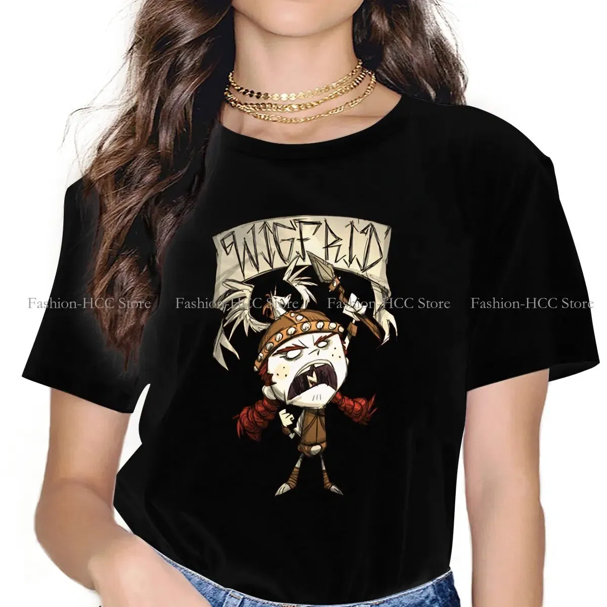 Color: WHITE, Size: M - Wigfrid Casual Polyester TShirt Dont Starve Style Tops Comfortable T Shirt Female