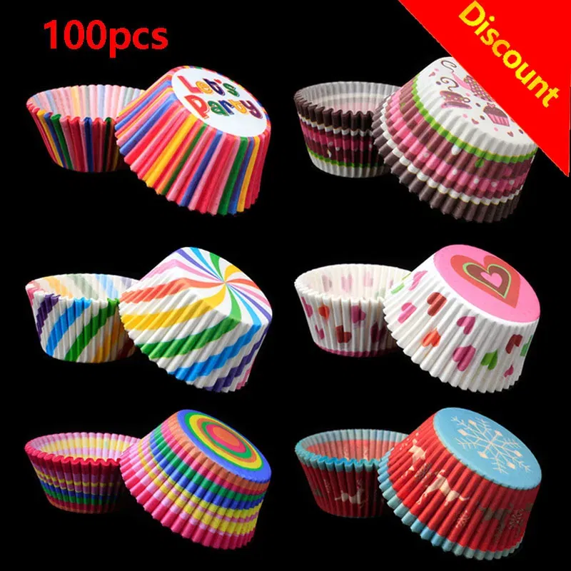 Color: SKY BLUE - 100pcs Cake Muffin Cupcake Paper Cups Cake Box Cupcakes Liner Mold Kitchen Baking Accessories Cake Mold Cooking Tools