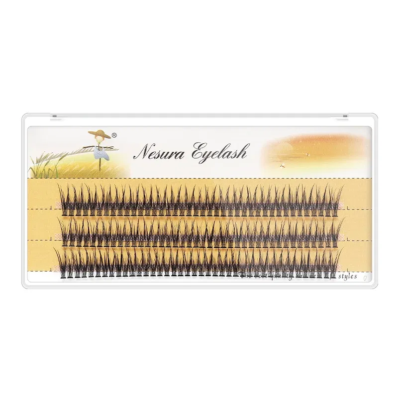 Length: 12mm - Grafting World Natural Slender Cross Simulation Thick Fish Tail Single Cluster Hair Soft Curly Swallow Tail False Eyelashes