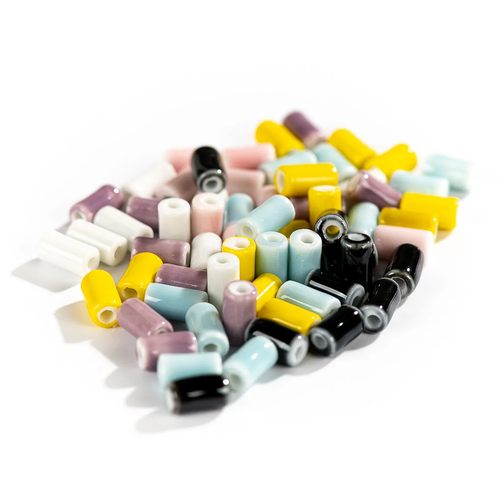 Color: Blue - 10mm 20pcs Small Tube Pure Color Ceramic Beads Handmade Jewelry Making Supplies Bulk Wholesale Necklace Joias Diy #XN336-1