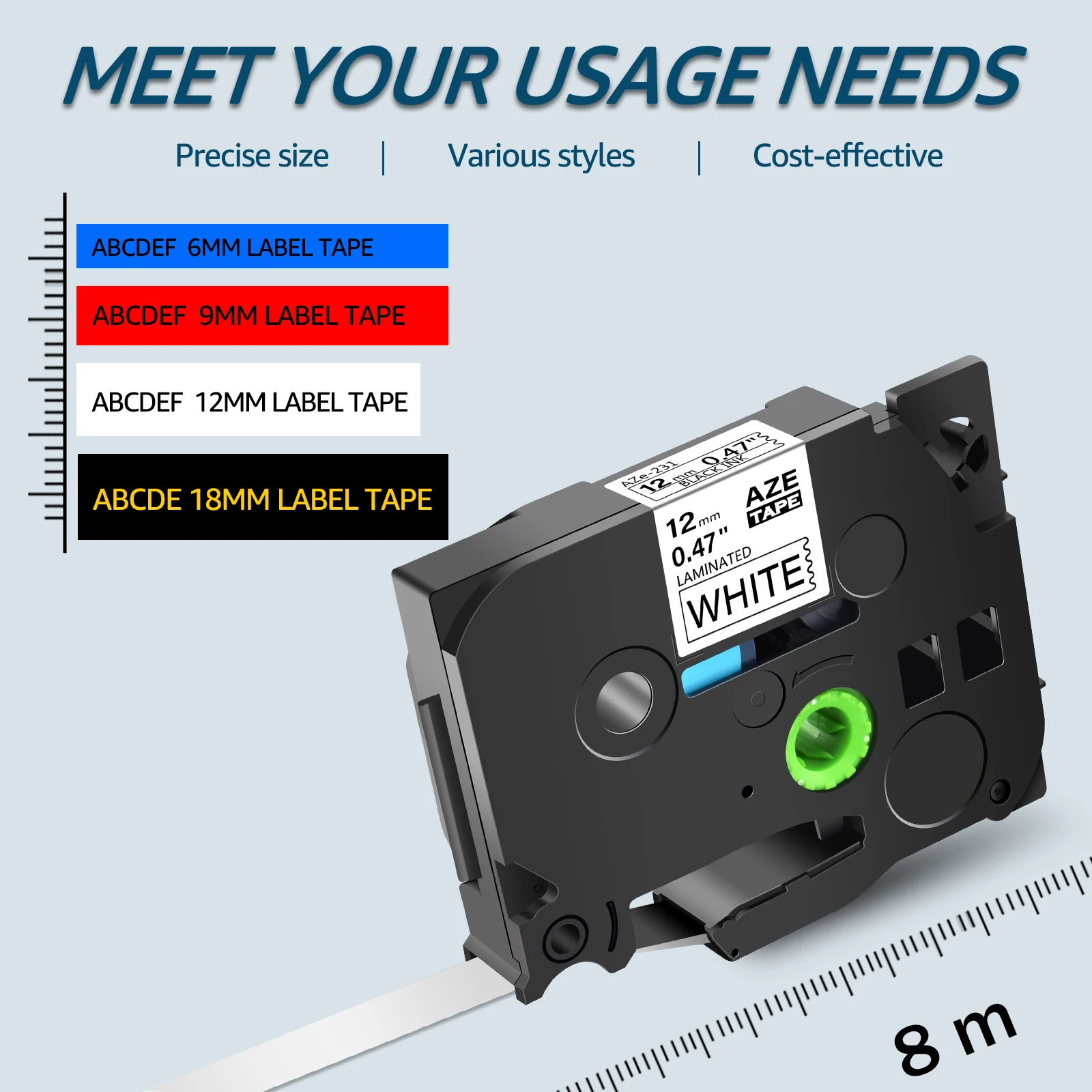 Color: light yellow, Width: 12mm - Greencycle 10PK TZe 231 Label cassettes Compatible for Brother Ptouch Printer Black on white Label tape 6mm 9mm 12mm 18mm 24mm