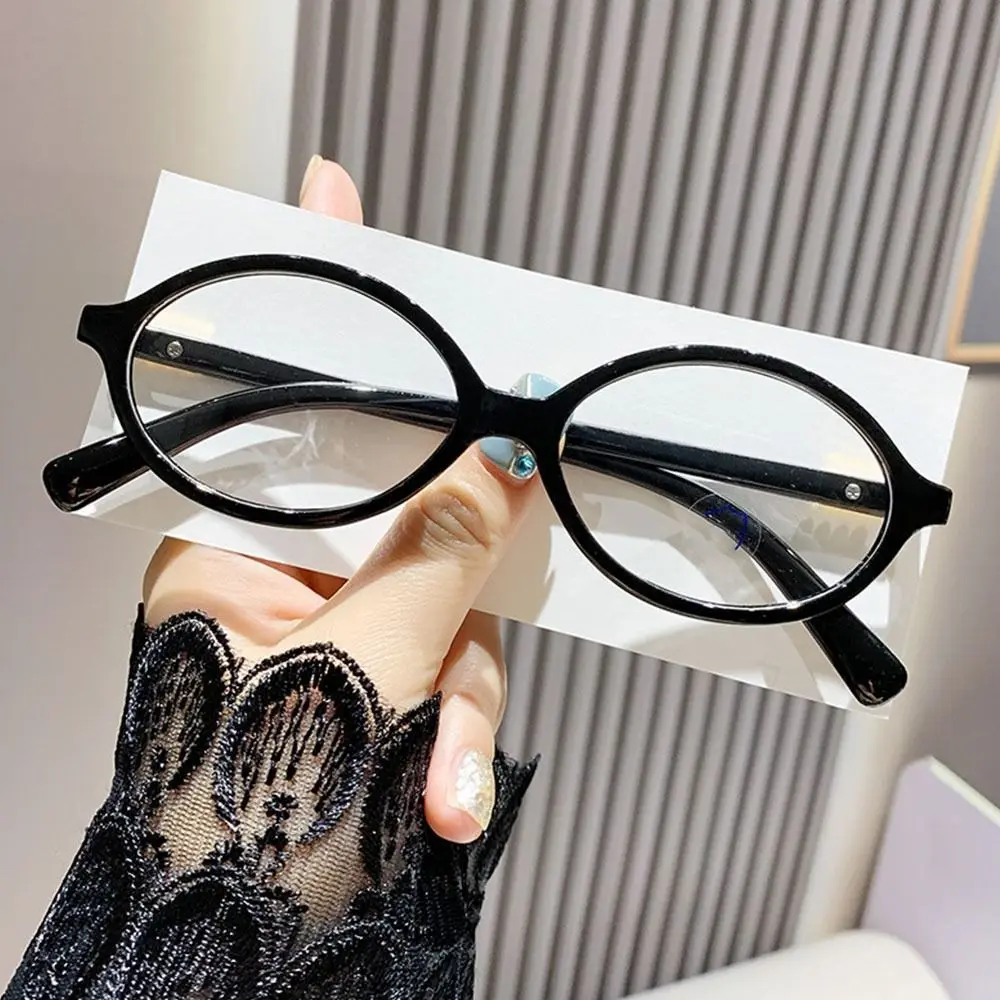 Frame Color: black - Y2K Retro Oval Frame Glasses Women Female Sweet Cool Eyewear Trend Reading Computer Anti Blue Light Eyeglasses
