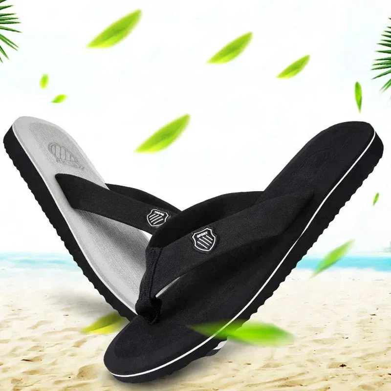 Color: black, Shoe Size: 40 - Hot Sale Men's Flip-flops Outdoor Casual Beach Slippers Soft Light Non-Slip Shoes Summer Slippers Men Shower 2023 Zapatos Hombre