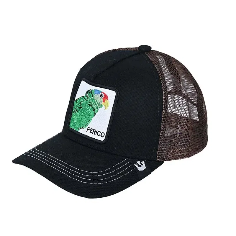 Color: Rose Red - Baseball Caps Men Women Snapback Hip Hop Cap With Fashion Animals Embroidery Summer Breathable Mesh Trucker Caps Streetwear Bone