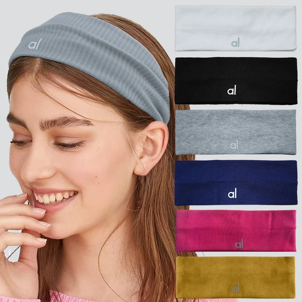 Color: Blue - al yoga Sports headband for men and women Sweatwapping headband Edge Yoga headband Headband