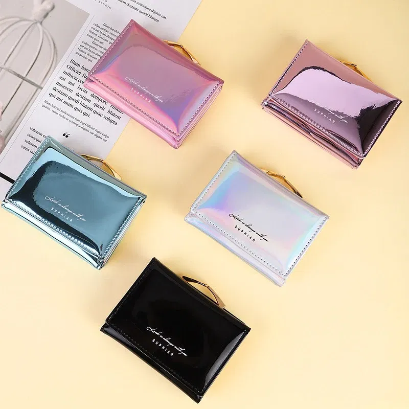 Color: Blue - Women'sWallets Fashion Rainbow Credit Card Holder Purses with Coin Pocket for Women Portable Short PU Leather Cute Wallet