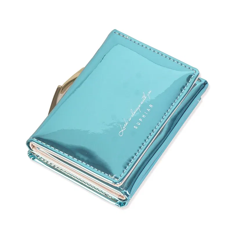 Color: Blue - Women'sWallets Fashion Rainbow Credit Card Holder Purses with Coin Pocket for Women Portable Short PU Leather Cute Wallet